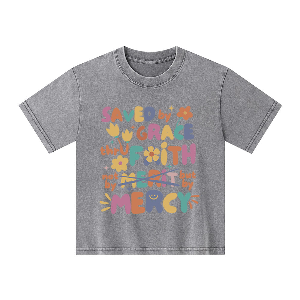 Saved By Grace Christian Kid Washed T-Shirt