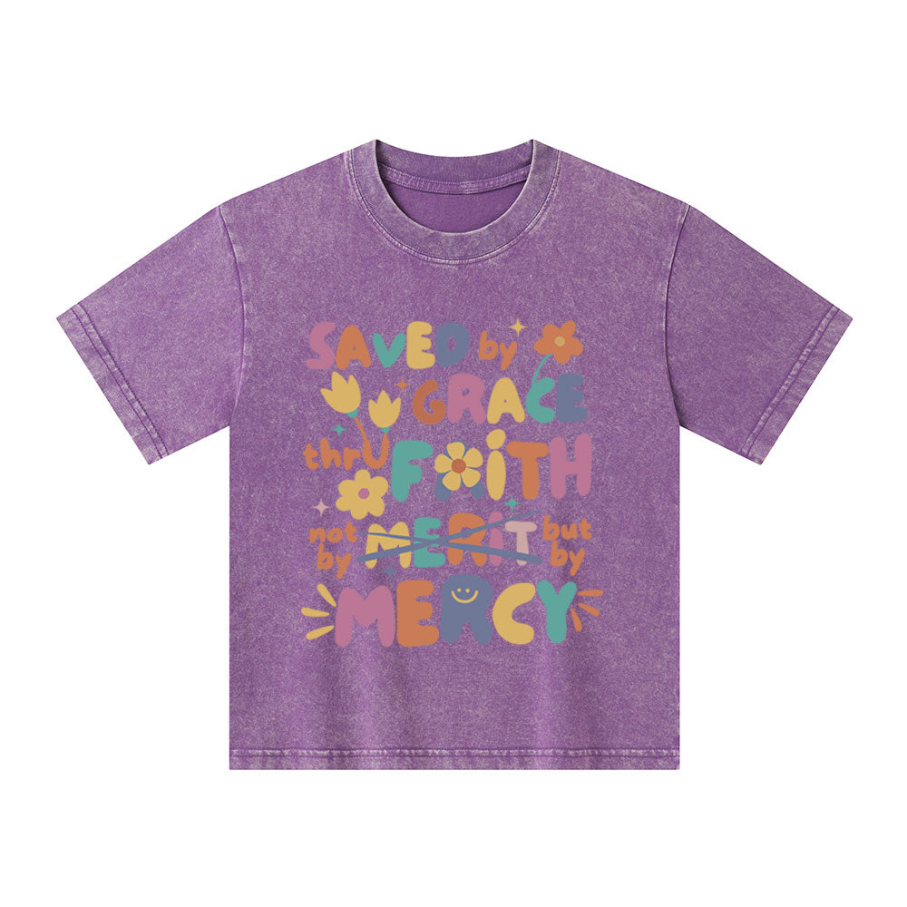 Saved By Grace Christian Kid Washed T-Shirt