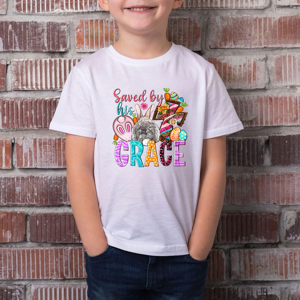 Saved by His Grace Easter Kids T-Shirt