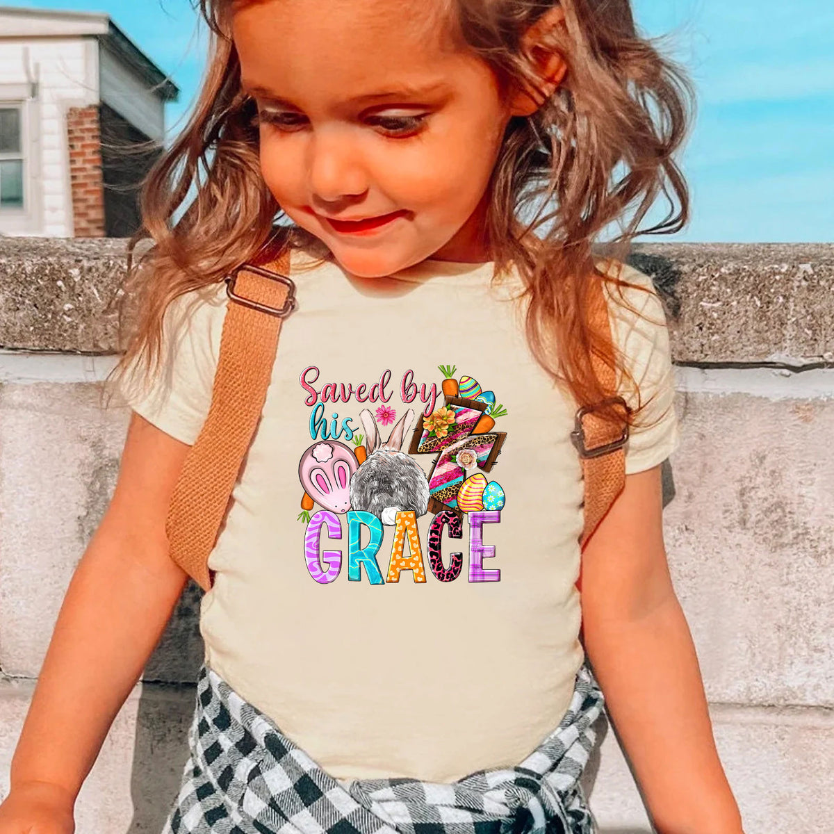 Saved by His Grace Easter Kids T-Shirt
