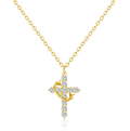 Simple Crown & Cross Pendant Choker Necklace