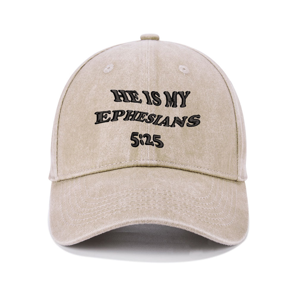 He Is My Ephesians Christian Couple Washed Hat