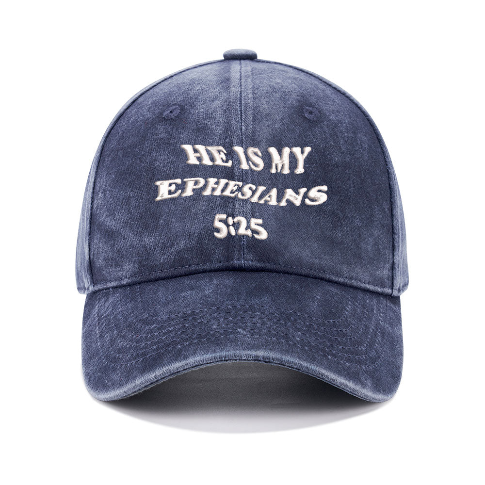 He Is My Ephesians Christian Couple Washed Hat
