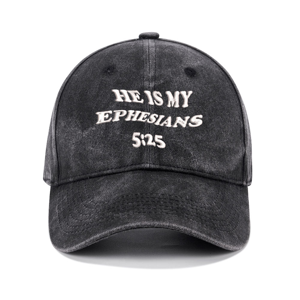 He Is My Ephesians Christian Couple Washed Hat