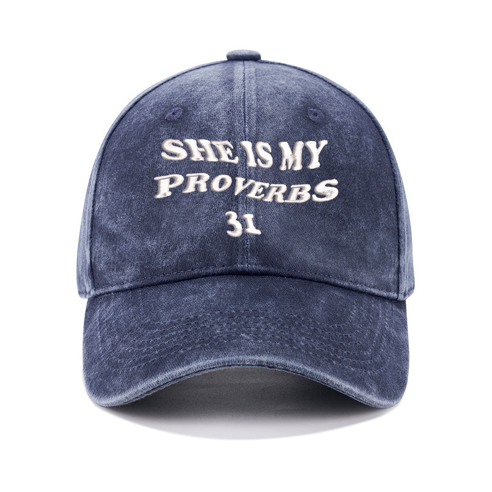 She Is My Proverbs Christian Couple Washed Hat