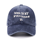 She Is My Proverbs Christian Couple Washed Hat