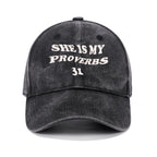 She Is My Proverbs Christian Couple Washed Hat