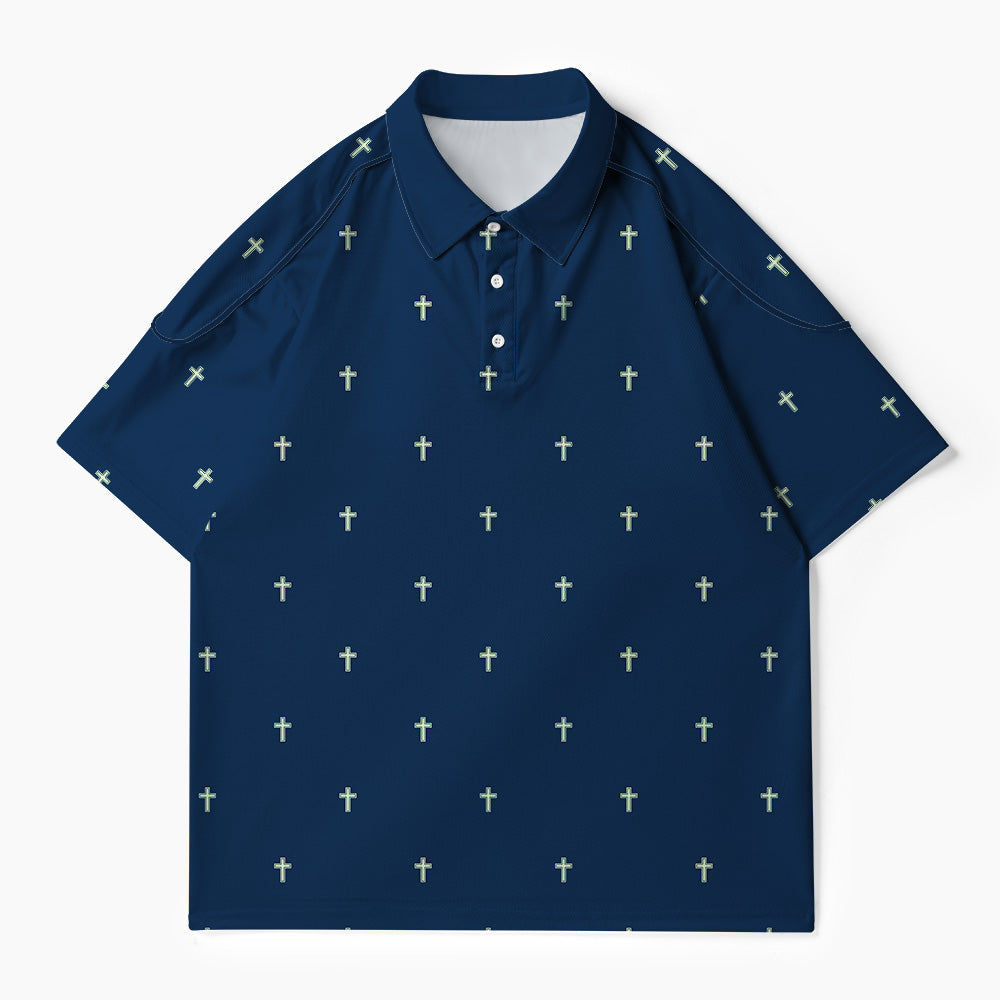 Simple Cross Christian Buttoned Polo Jersey