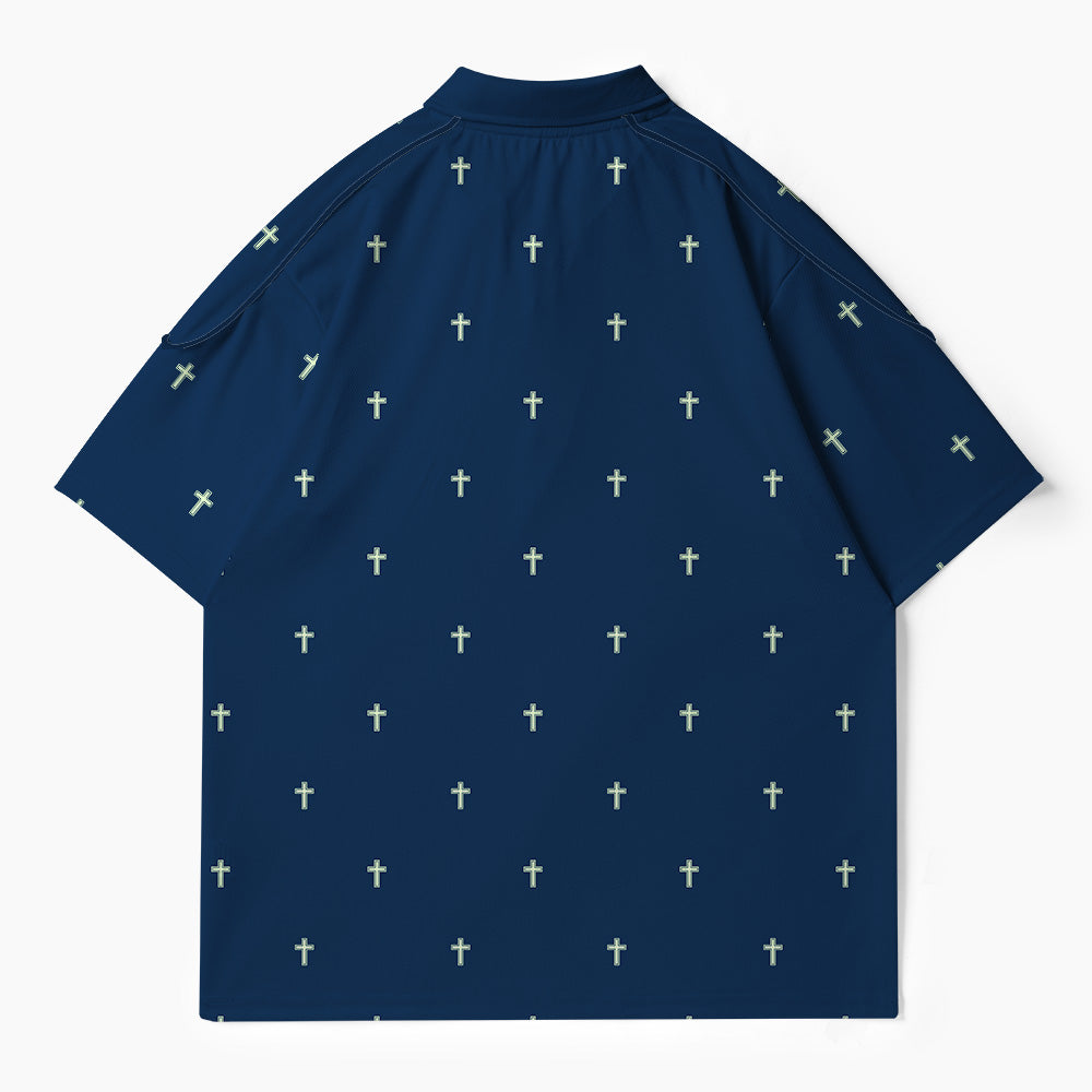 Simple Cross Christian Buttoned Polo Jersey