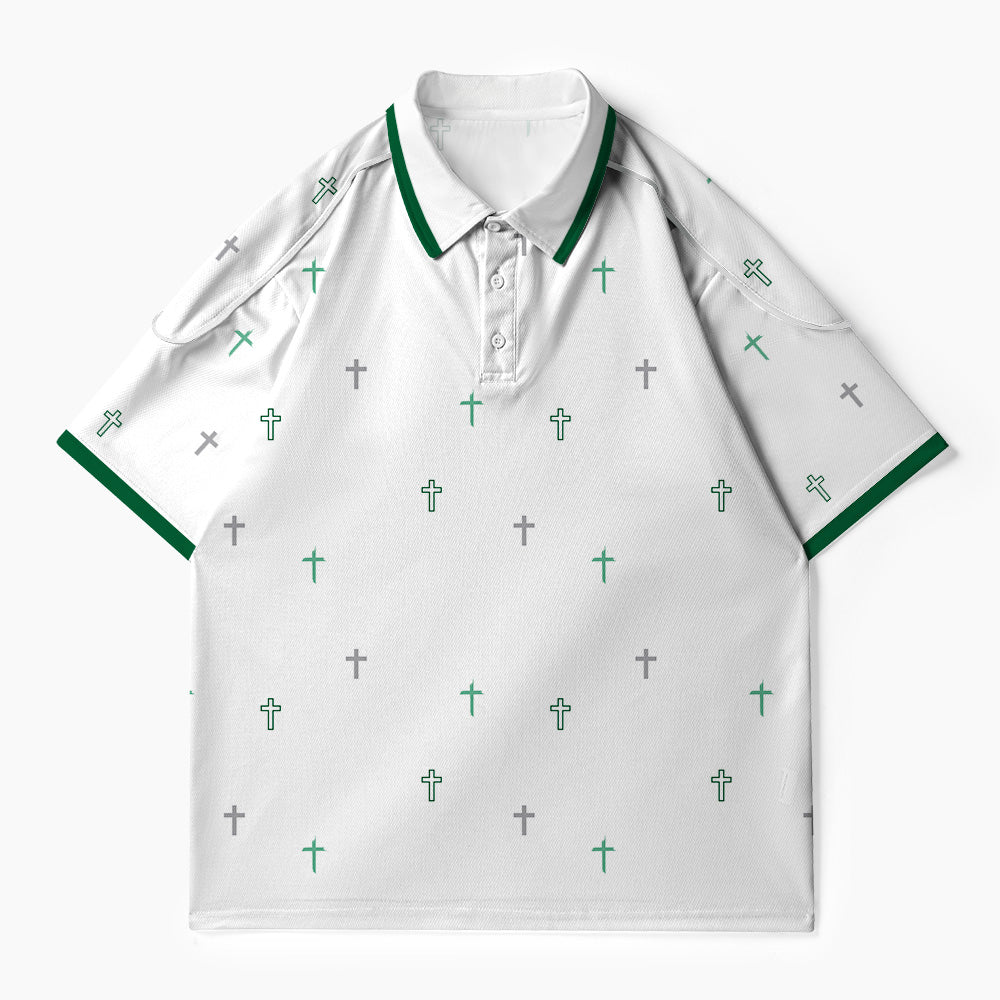 Simple Cross Christian Buttoned Polo Jersey