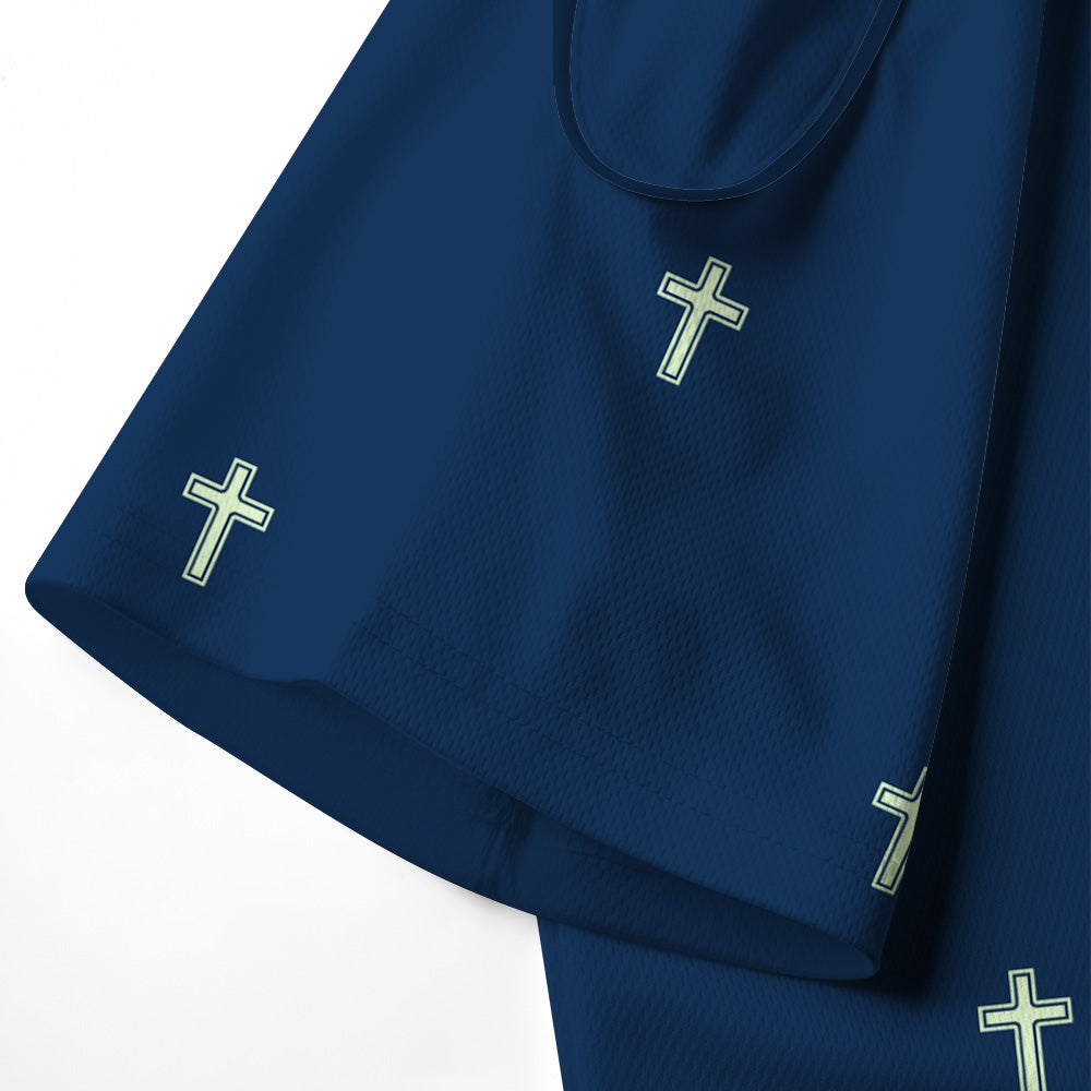 Simple Cross Christian Buttoned Polo Jersey