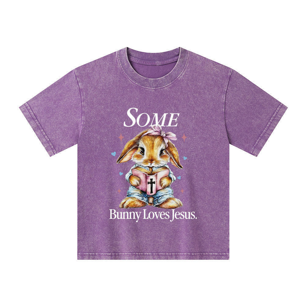 Some Bunny Like Jesus Christian Kid Washed T-Shirt