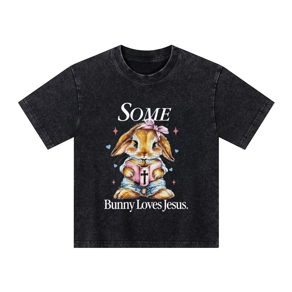 Some Bunny Like Jesus Christian Kid Washed T-Shirt