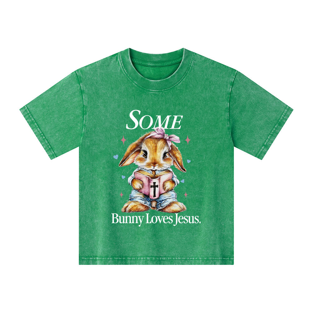 Some Bunny Like Jesus Christian Kid Washed T-Shirt