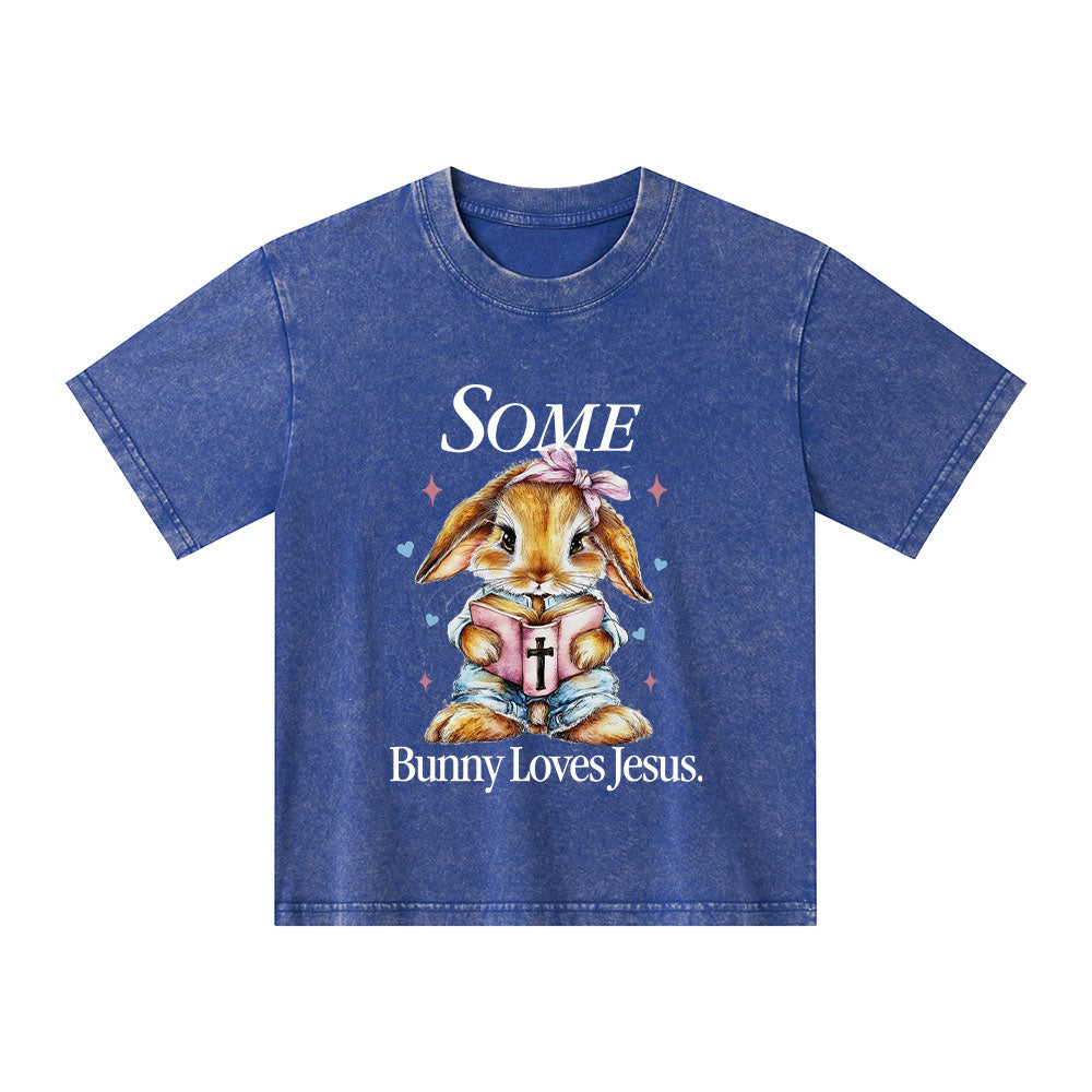 Some Bunny Like Jesus Christian Kid Washed T-Shirt