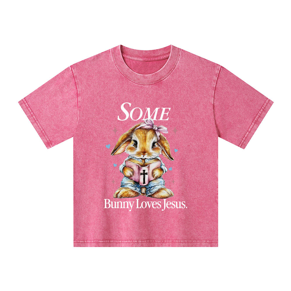 Some Bunny Like Jesus Christian Kid Washed T-Shirt