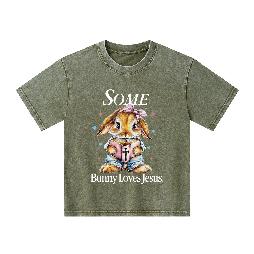 Some Bunny Like Jesus Christian Kid Washed T-Shirt