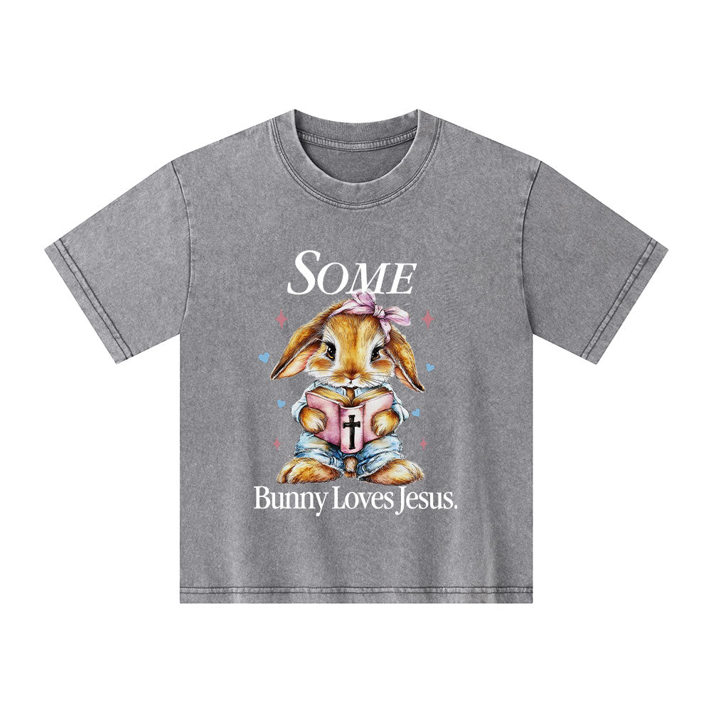 Some Bunny Like Jesus Christian Kid Washed T-Shirt
