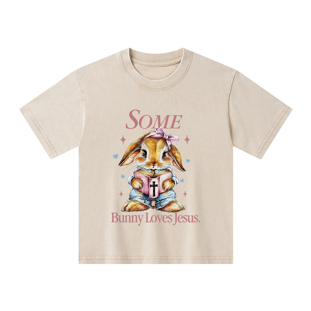 Some Bunny Like Jesus Christian Kid Washed T-Shirt