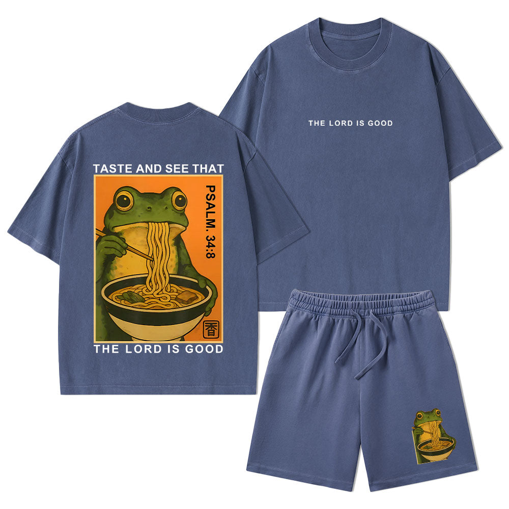 Taste And See That The Lord Is Good Christian Washed T-Shirt & Shorts