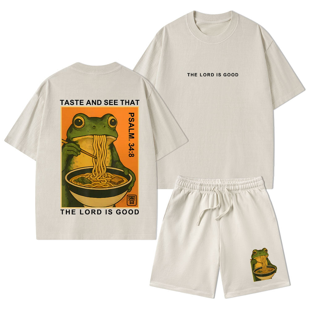 Taste And See That The Lord Is Good Christian Washed T-Shirt & Shorts