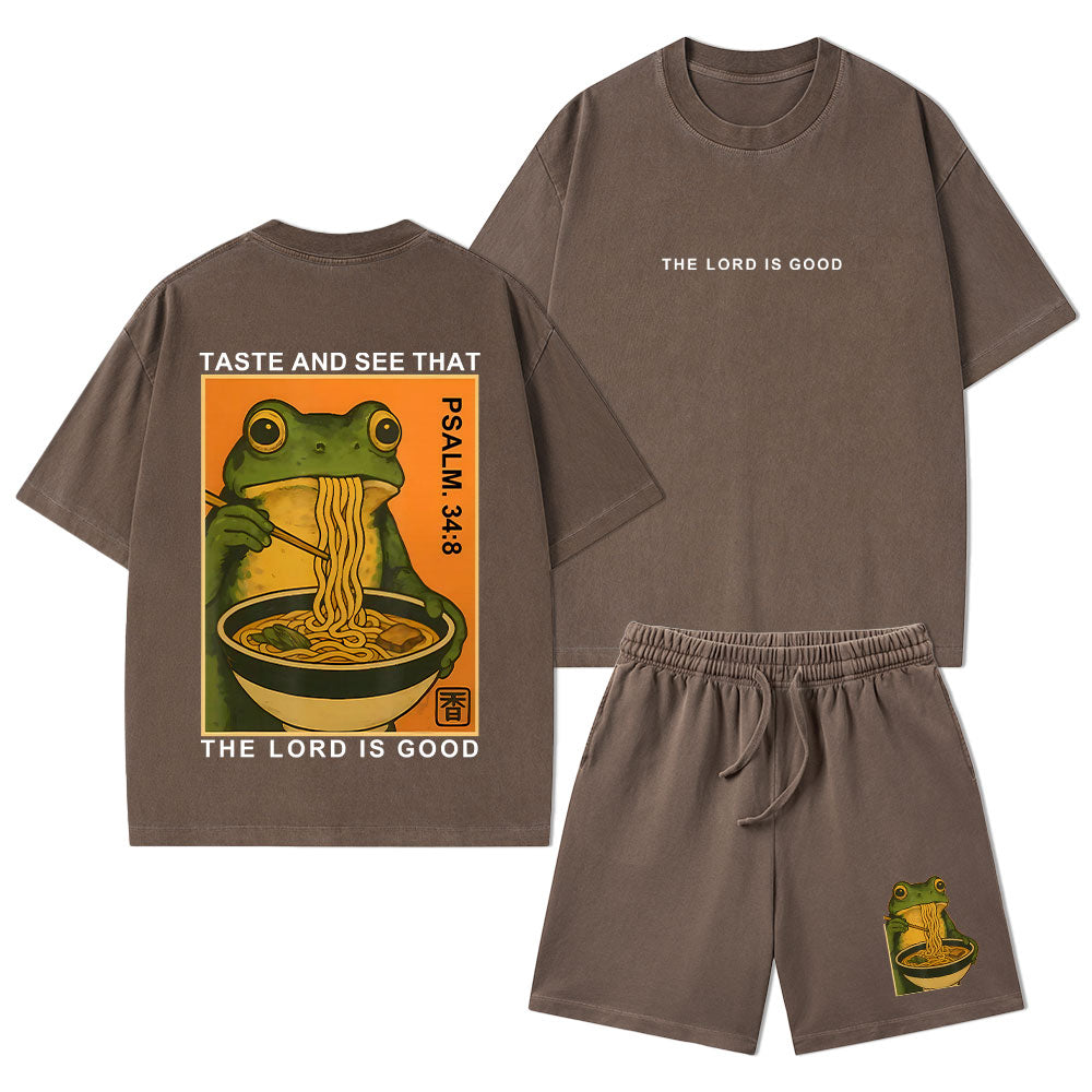 Taste And See That The Lord Is Good Christian Washed T-Shirt & Shorts