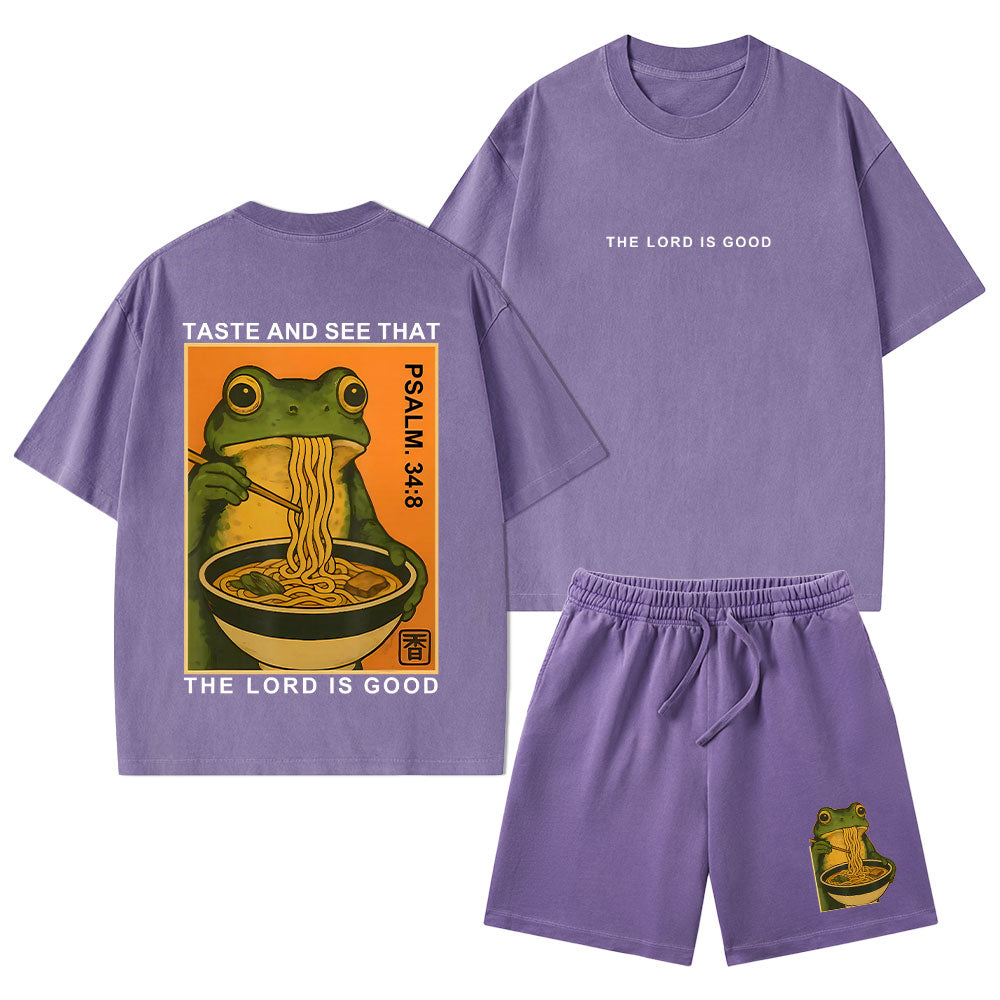 Taste And See That The Lord Is Good Christian Washed T-Shirt & Shorts