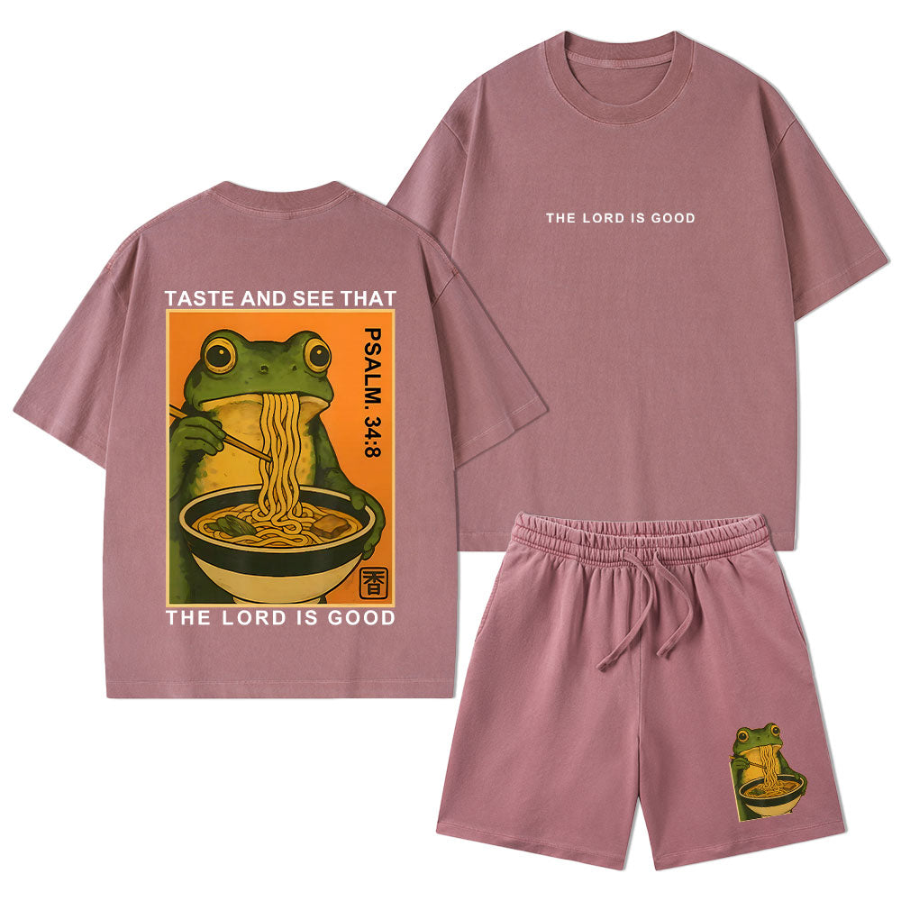 Taste And See That The Lord Is Good Christian Washed T-Shirt & Shorts