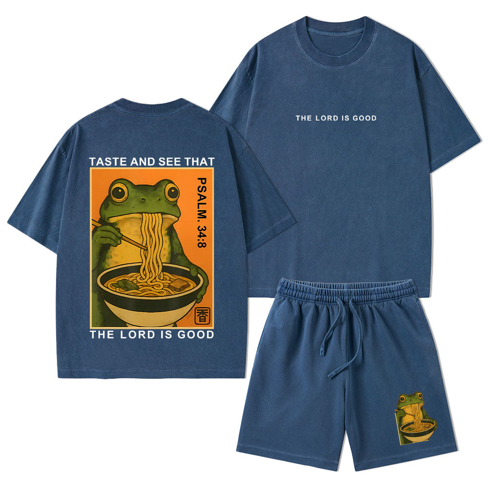 Taste And See That The Lord Is Good Christian Washed T-Shirt & Shorts