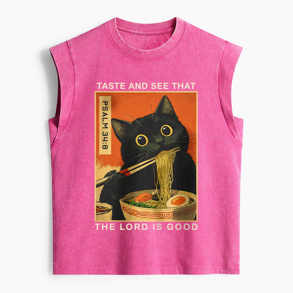 Taste And See That The Lord Is Good Christian Women's Washed Tank Top