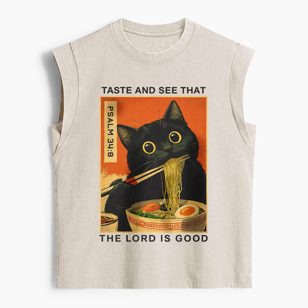 Taste And See That The Lord Is Good Christian Women's Washed Tank Top