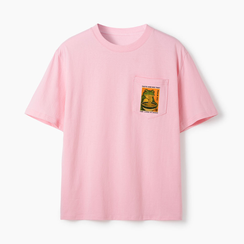 Taste And See The Lord Is  Good Christian Unisex Pocket T-Shirt