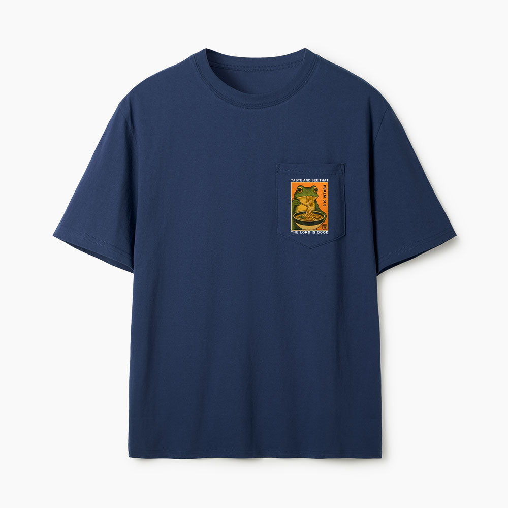 Taste And See The Lord Is  Good Christian Unisex Pocket T-Shirt