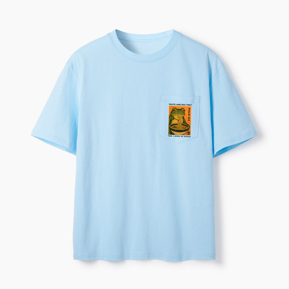 Taste And See The Lord Is  Good Christian Unisex Pocket T-Shirt