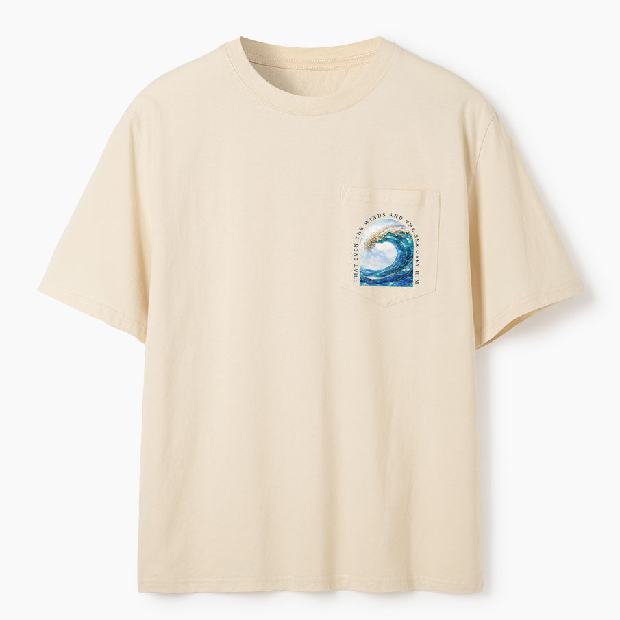 That Even The Winds And The Sea Obey Him Christian Unisex Pocket T-Shirt