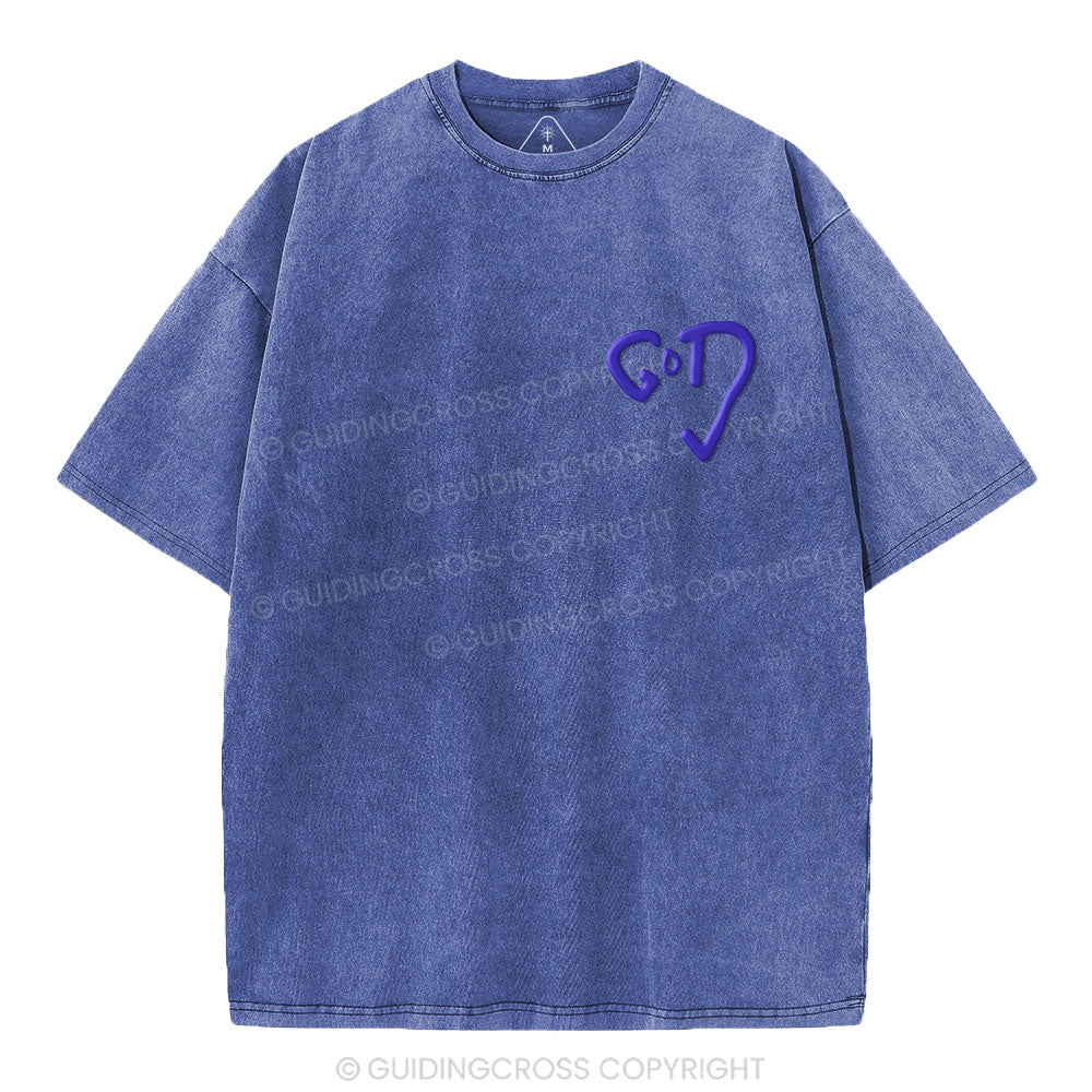 The God Christian Puff Printed Washed T-Shirt