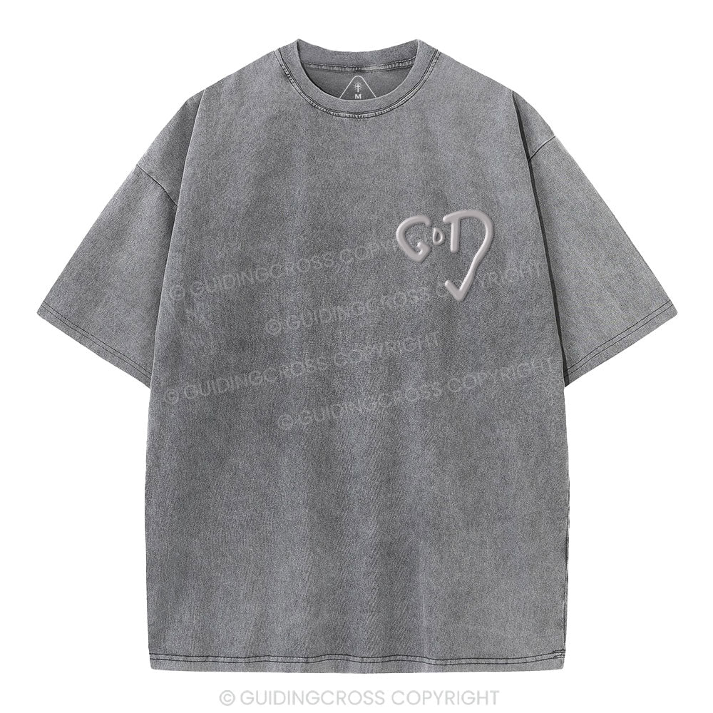 The God Christian Puff Printed Washed T-Shirt