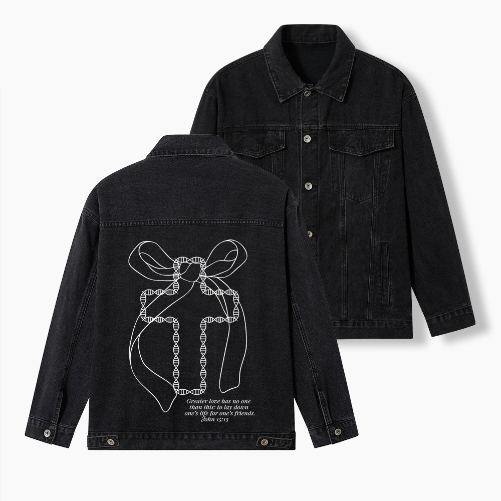 The Greater Love Christian Denim Jacket