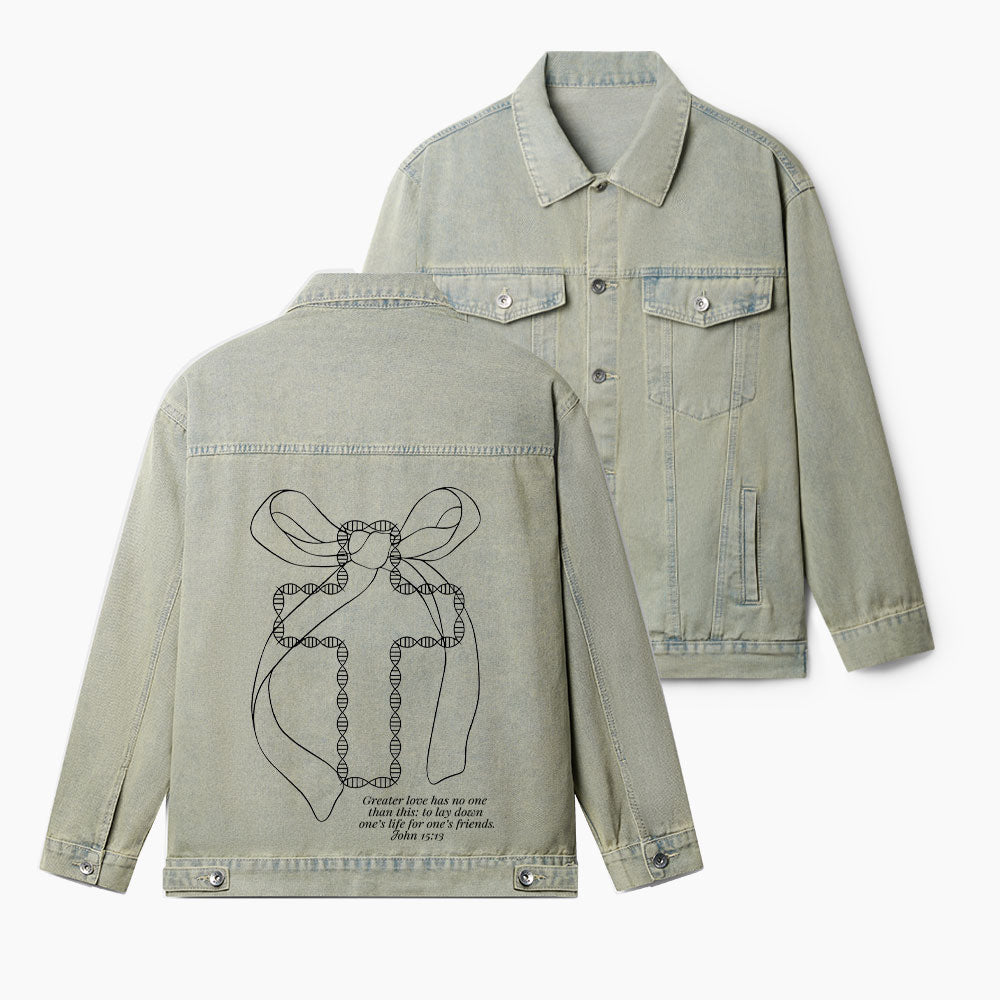 The Greater Love Christian Denim Jacket