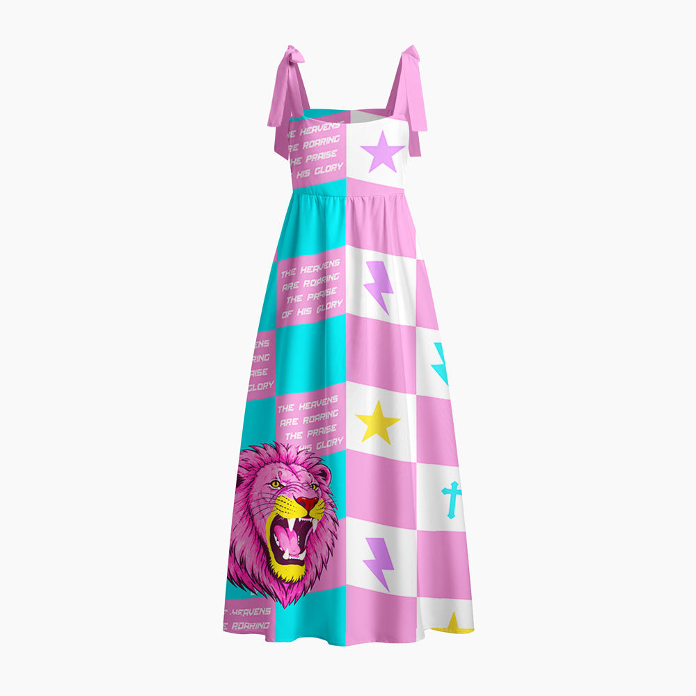 The Heavens Are Roaring Chrisitan Tie Shoulder Maxi Dress