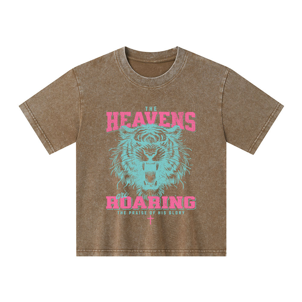 The Heavens Are Roaring Christian Kid Washed T-Shirt