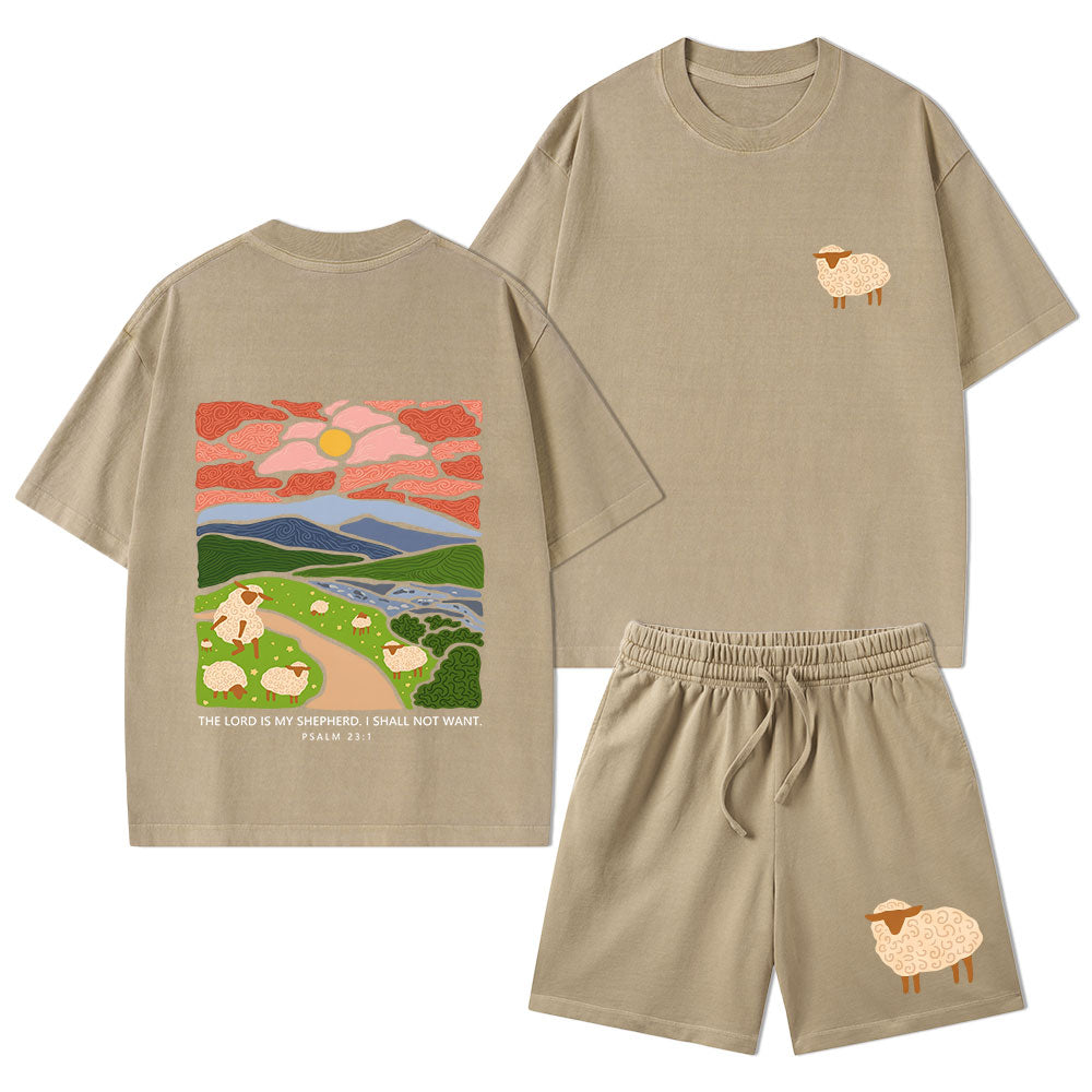 The Lord Is My Shepherd Christian Washed T-Shirt & Shorts