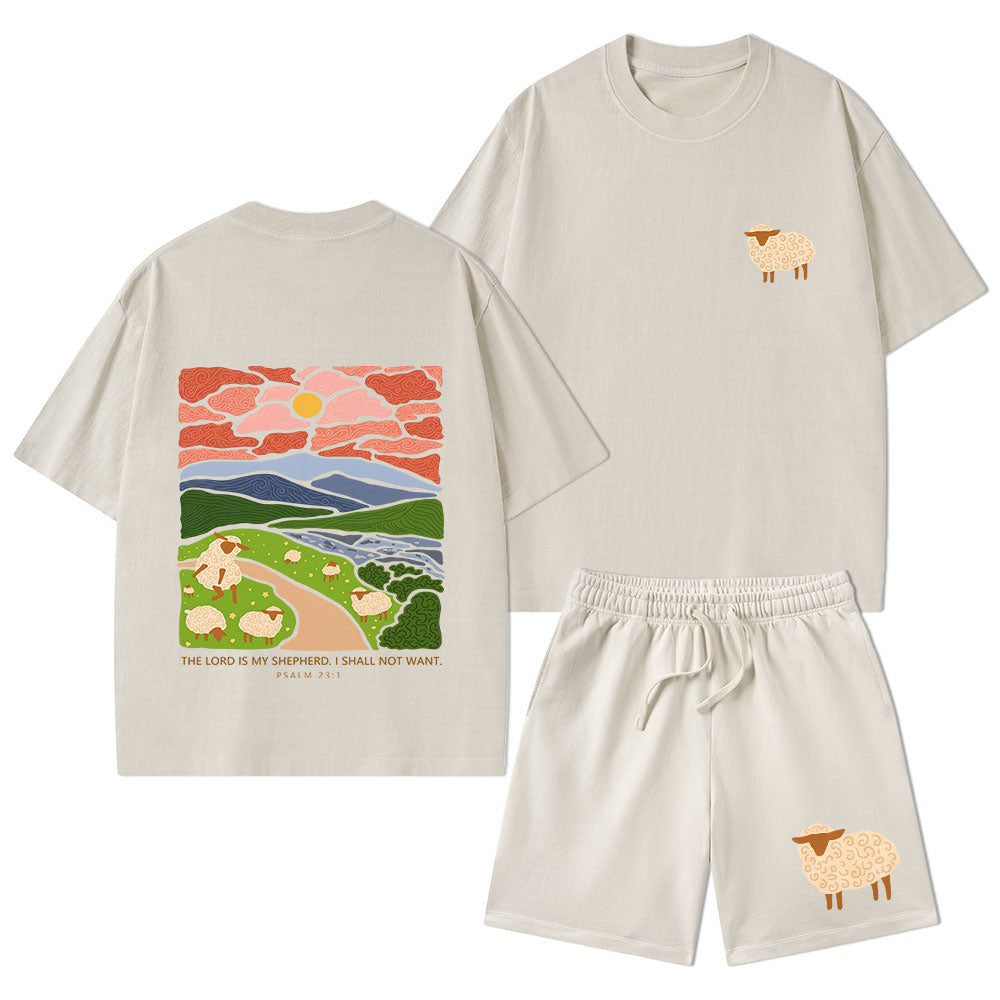 The Lord Is My Shepherd Christian Washed T-Shirt & Shorts