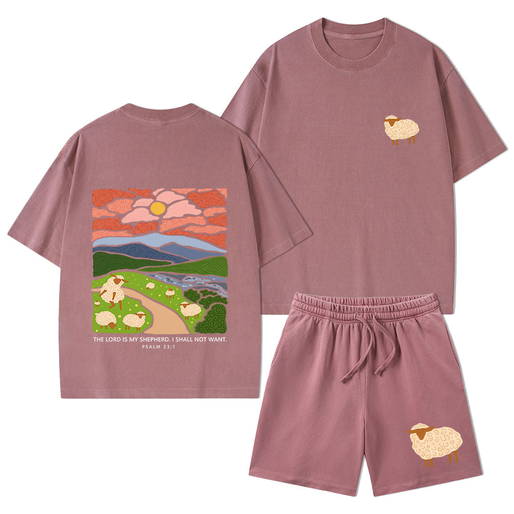 The Lord Is My Shepherd Christian Washed T-Shirt & Shorts