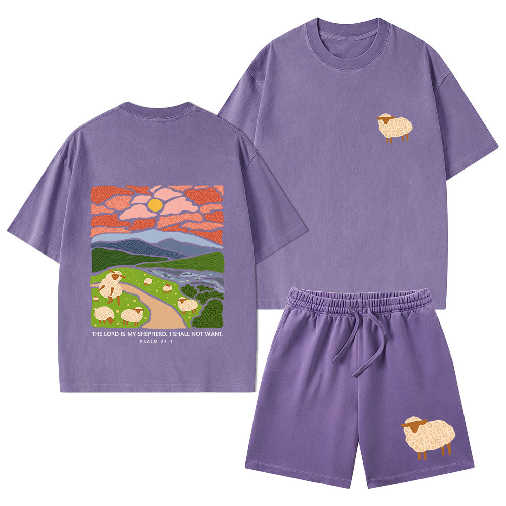 The Lord Is My Shepherd Christian Washed T-Shirt & Shorts