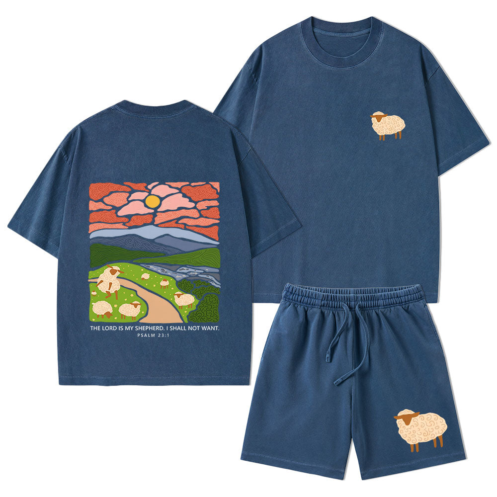 The Lord Is My Shepherd Christian Washed T-Shirt & Shorts