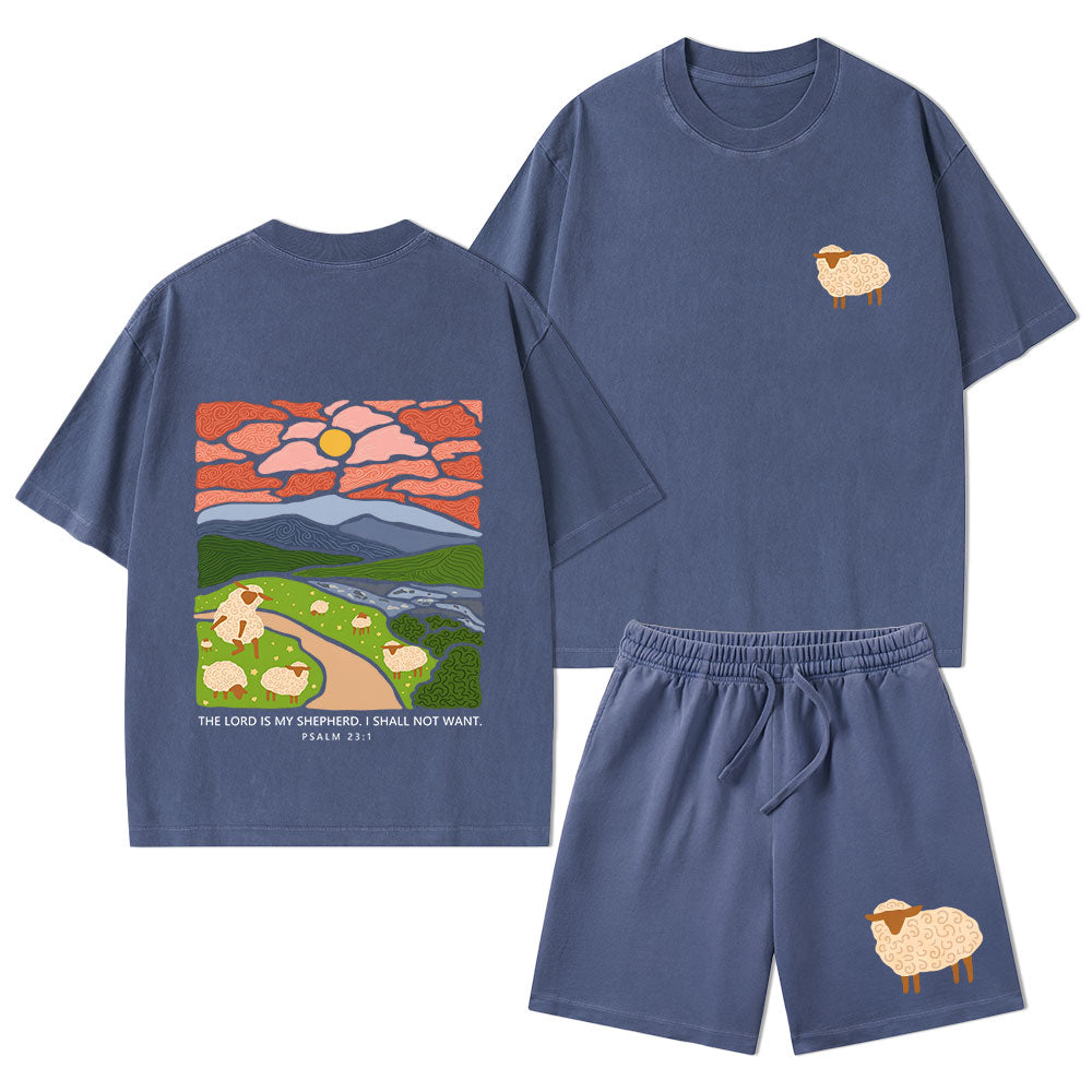 The Lord Is My Shepherd Christian Washed T-Shirt & Shorts