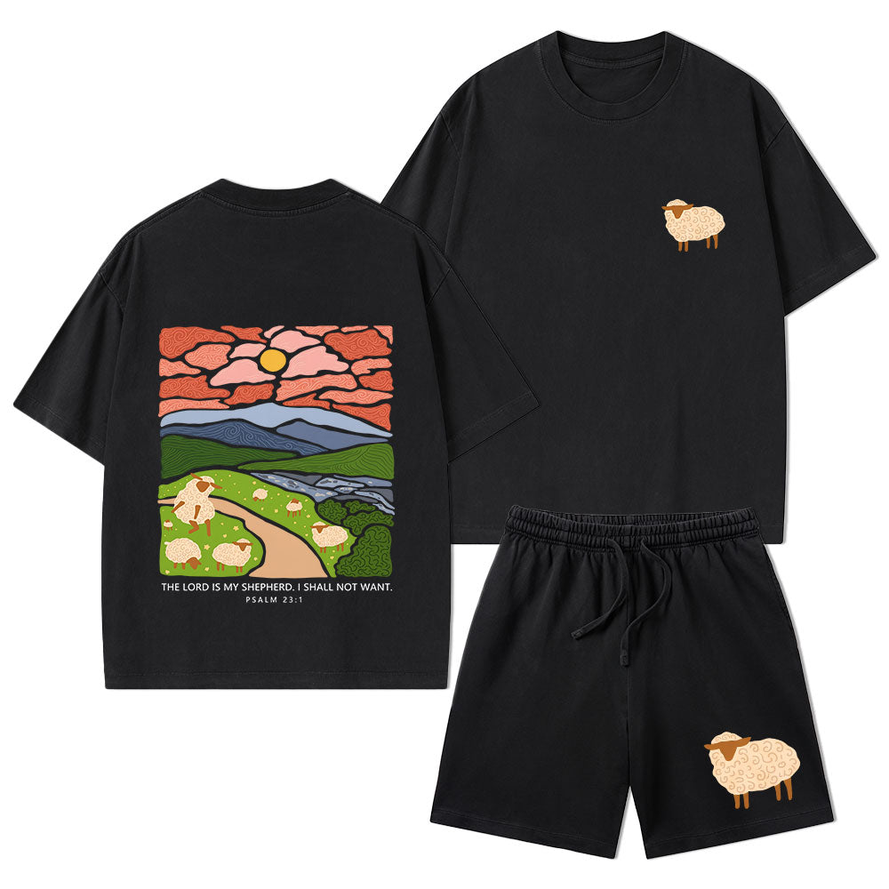 The Lord Is My Shepherd Christian Washed T-Shirt & Shorts
