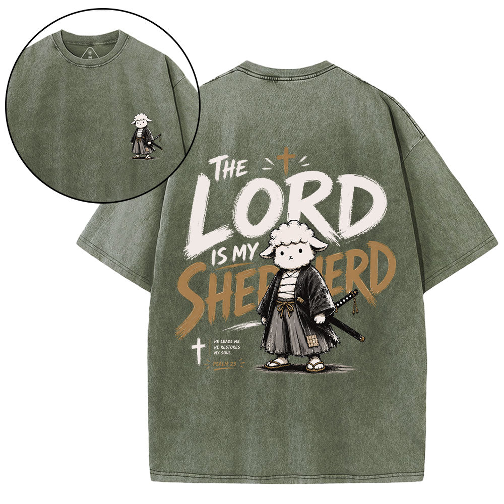 The Lord Is My Shepherd Christian Washed T-Shirt
