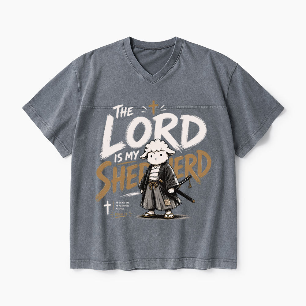 The Lord Is My Shepherd Christian Washed V-Neck T-Shirt